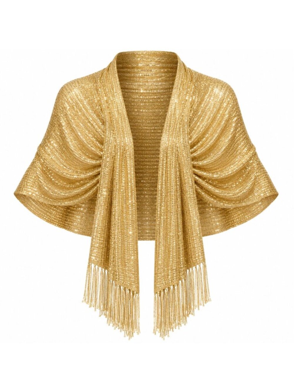 Metallic Gold Shawl Wrap 70in Fringe Evening Formal Wedding Party Stole